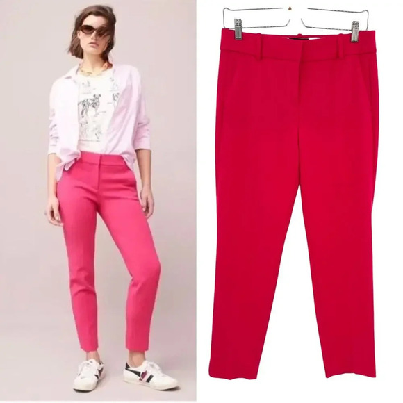 J. Crew Cameron Slim Cropped Pant in Four-Season Stretch Bright Rose Pink Size 4 - Picture 1 of 14